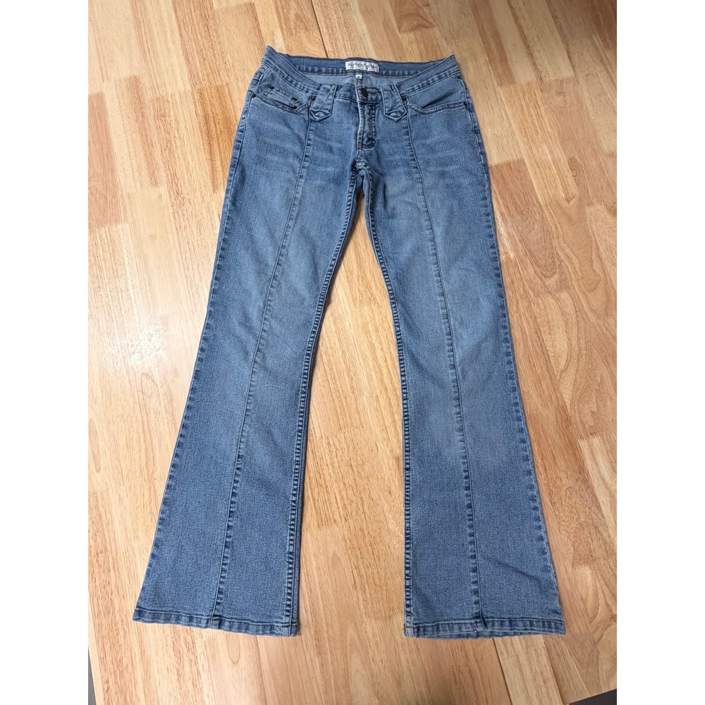 Alfredo Venini Y2K Women Blue Seam Front Flare Jeans Size 9 Medium Wash Stretch